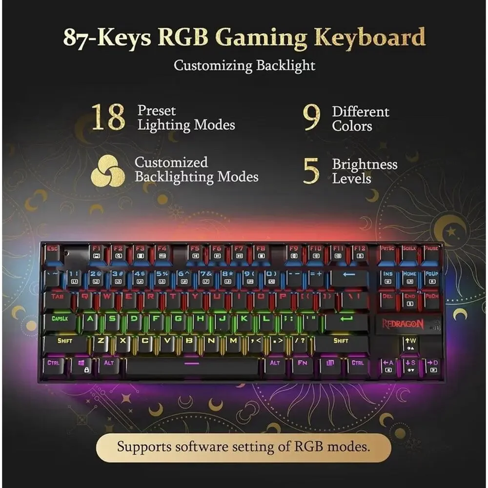 Redragon K552P Kumara RGB TKL Mechanical Gaming Keyboard Blue Switch USB